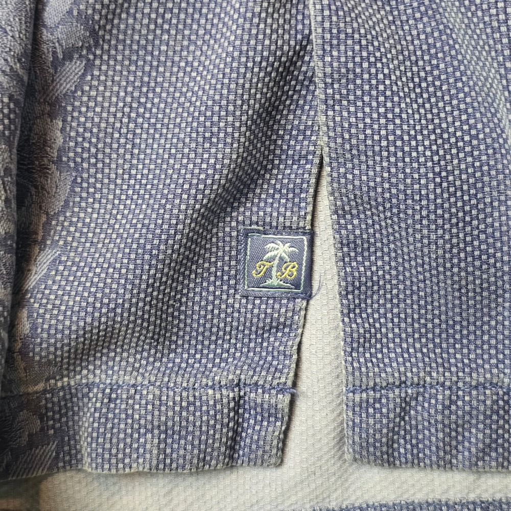 Tommy Bahama Camp Shirt Mens XXL Blue 100% Silk Original Fit Floral Jacquard - Picture 8 of 9